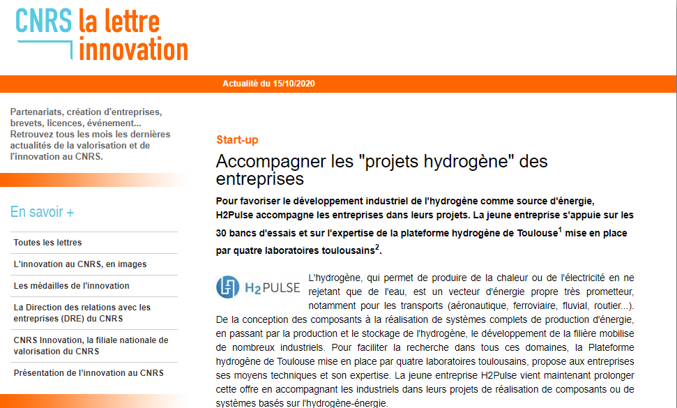 article cnrs H2PULSE accompagner les projets hydrogene des entreprises